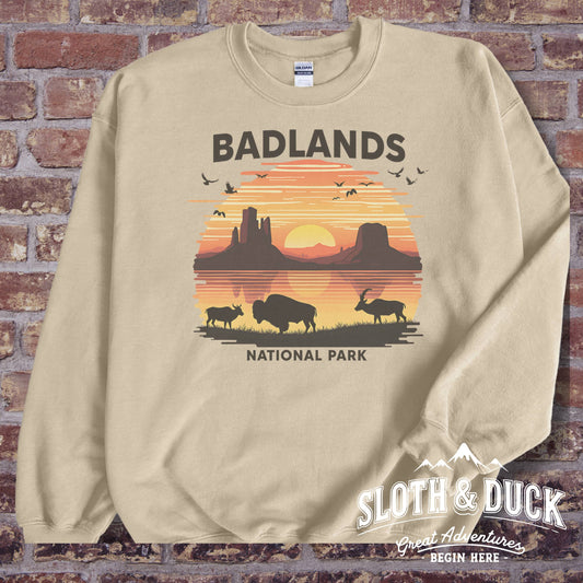 "Badlands National Park" Sweatshirt, Round Neck Pullover