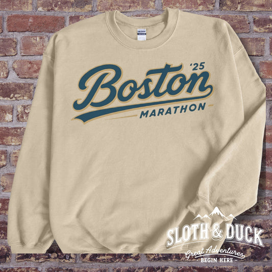 "Boston Marathon '25" Sweatshirt, Round Neck Pullover