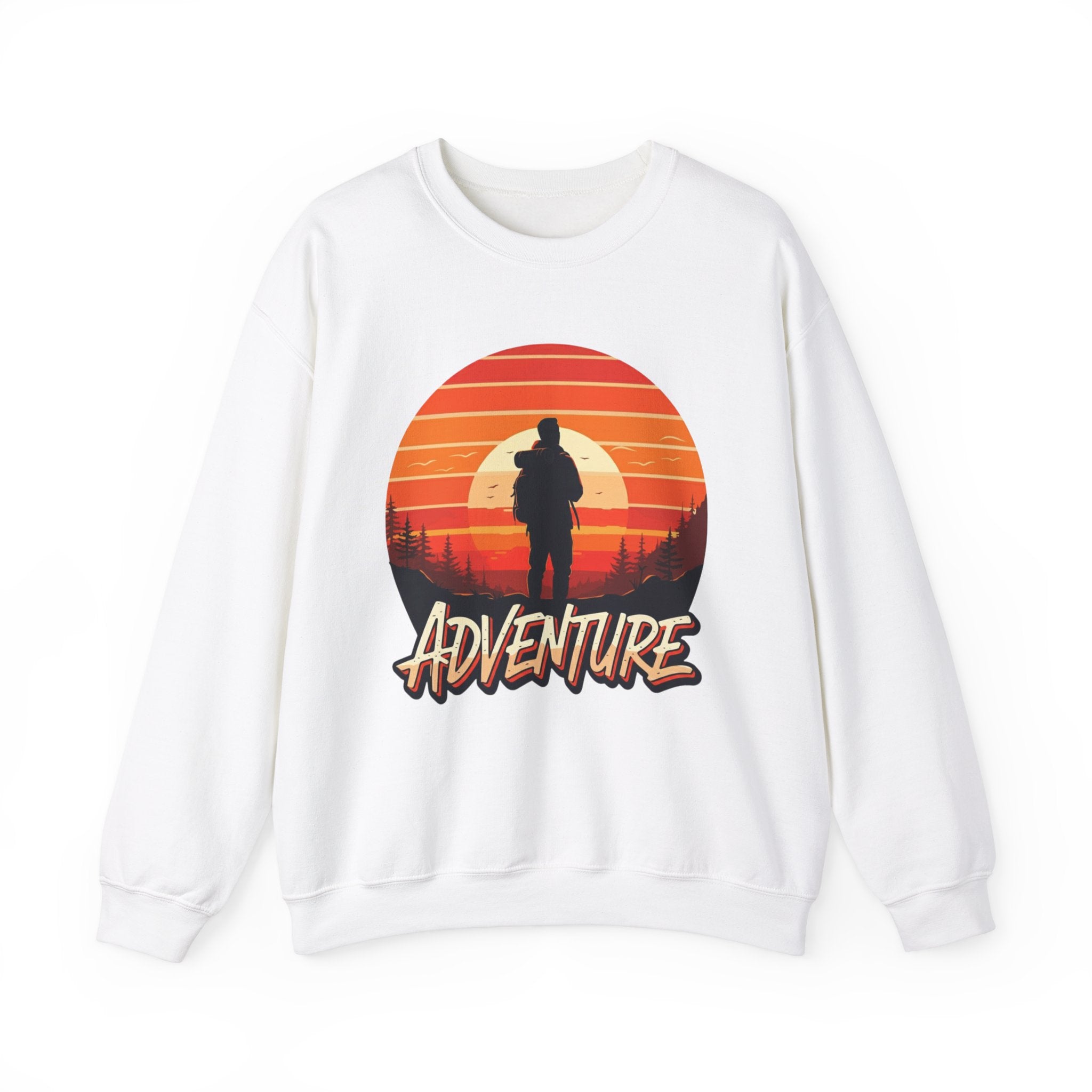 Adventure Hiking Graphic Crewneck Sweater White