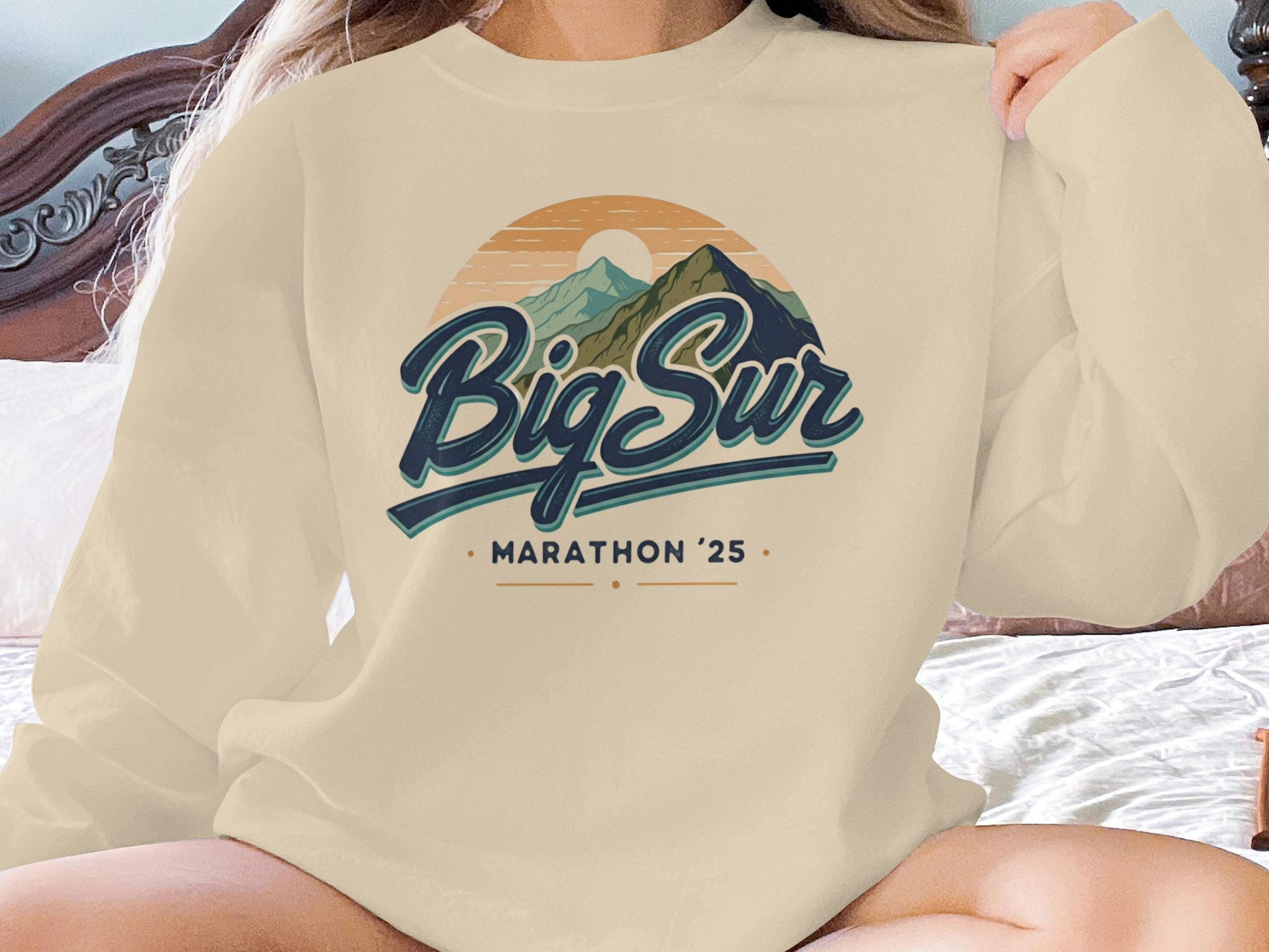 Big Sur Marathon 25 Crewneck Sweater Tan