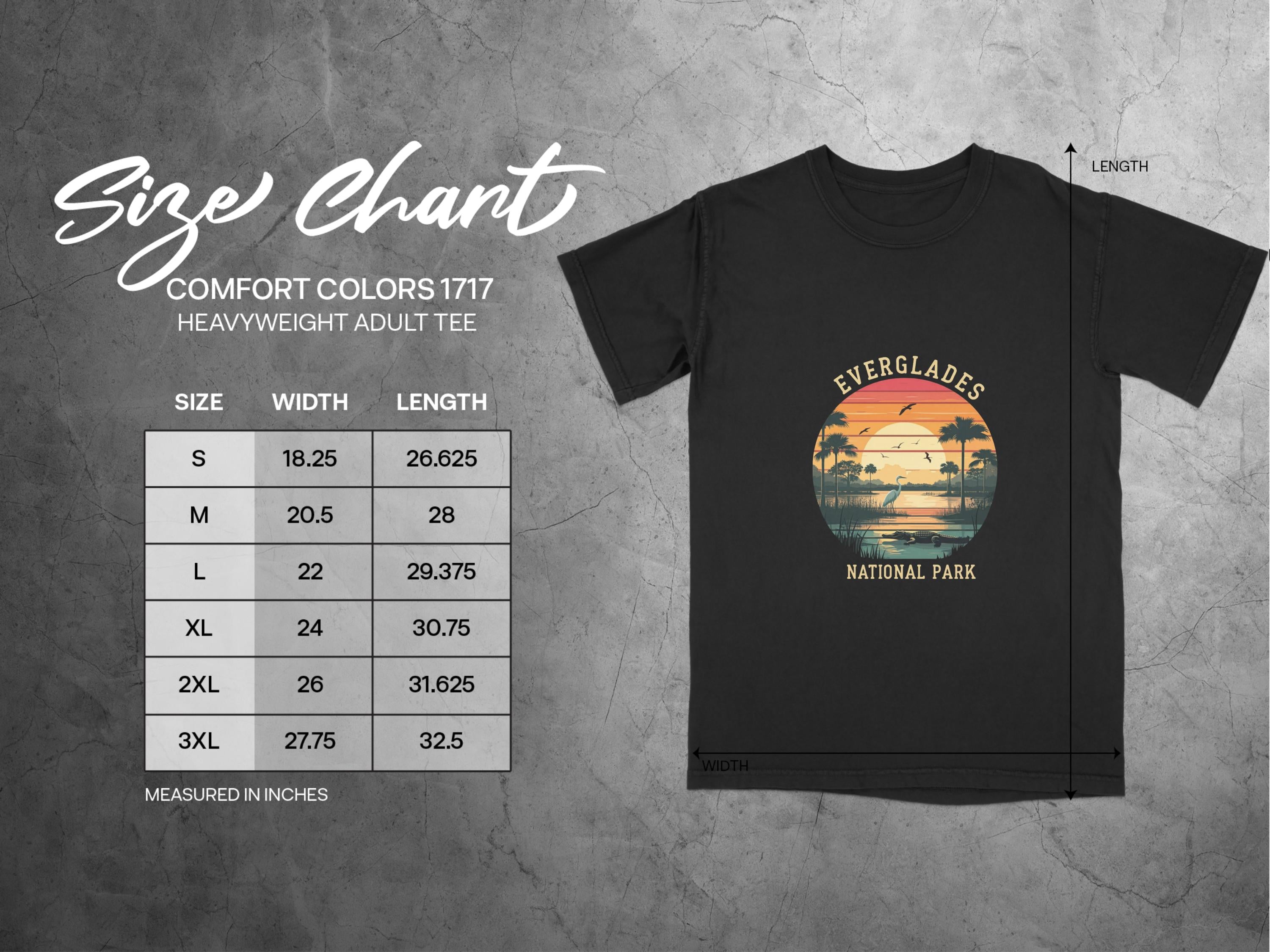 Biscayne National Park t shirt size chart