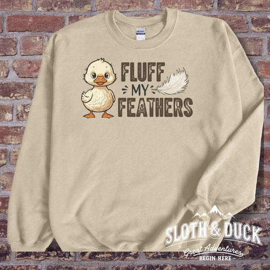 Fluff my feathers tan crewneck