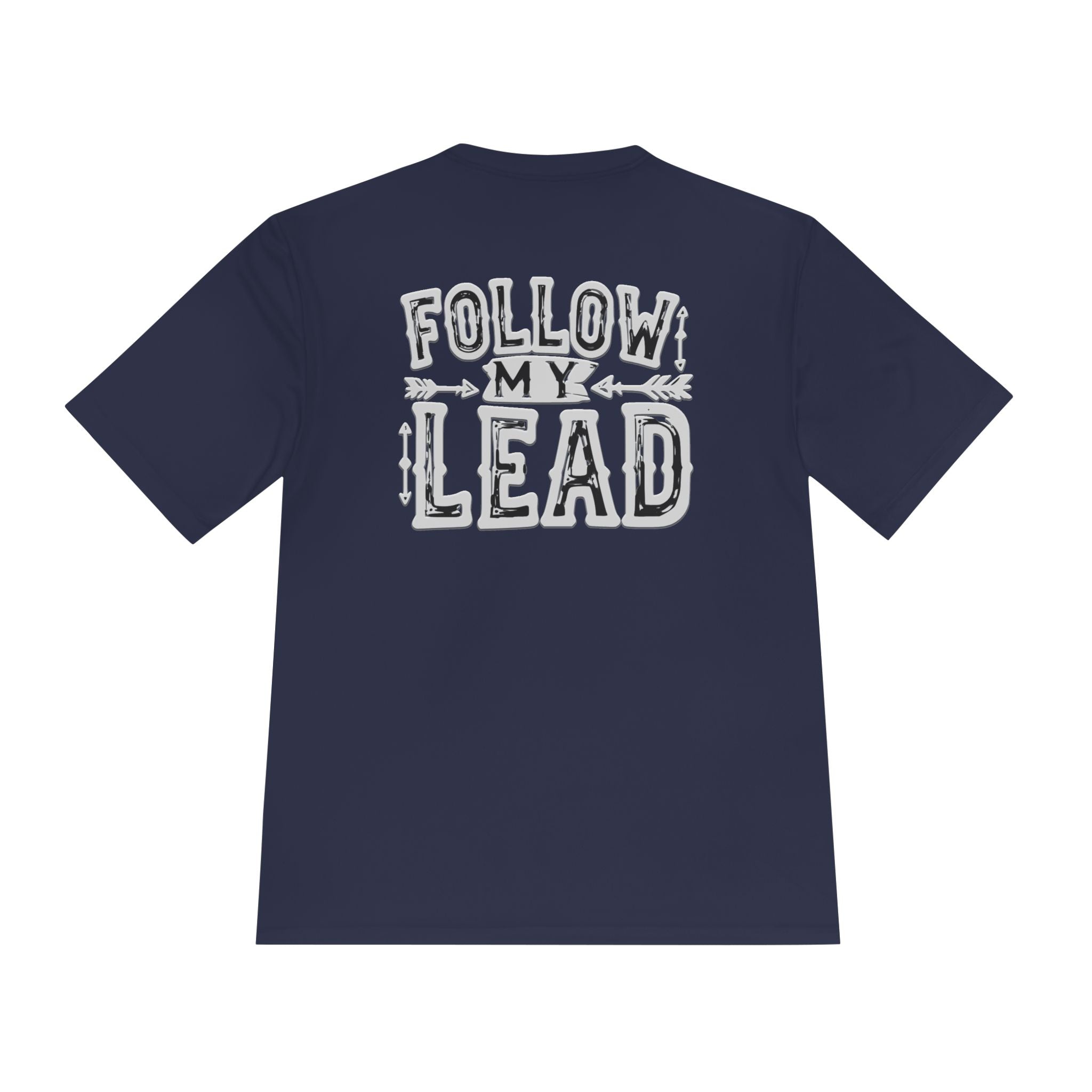 Follow my lead t shirt navy blue