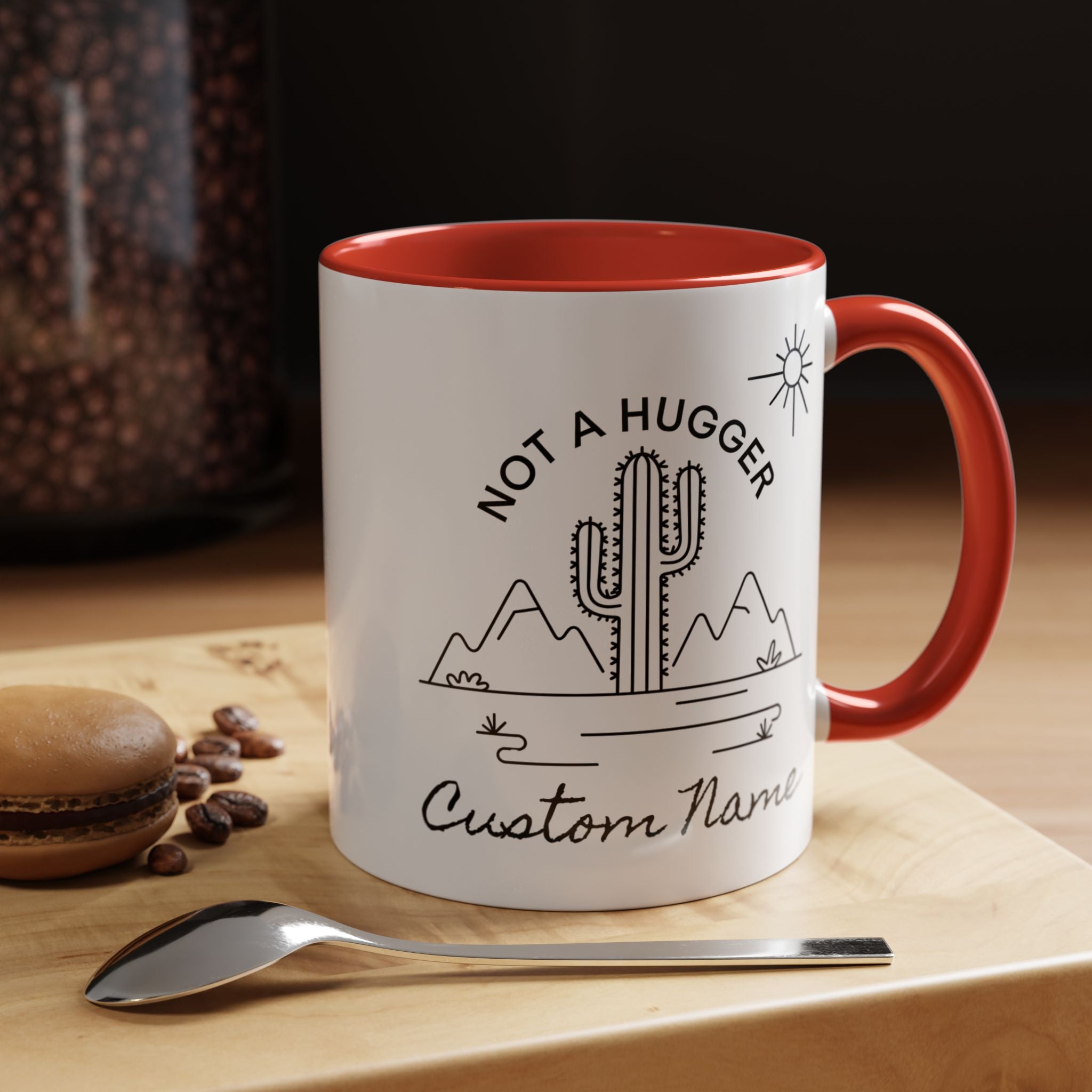 Not a hugger Cactus graphic red coffee mug