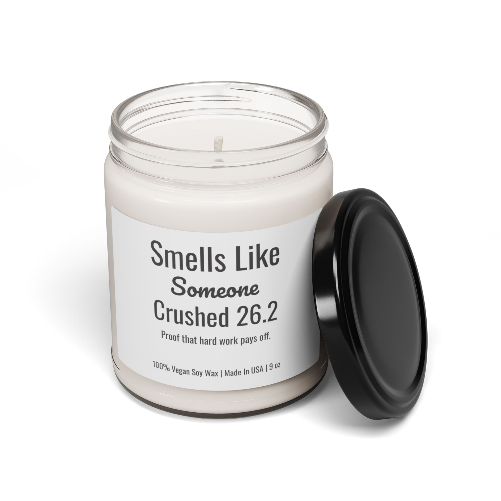 Smells Like Someone Crushed 26.2 Miles personalized scented candle