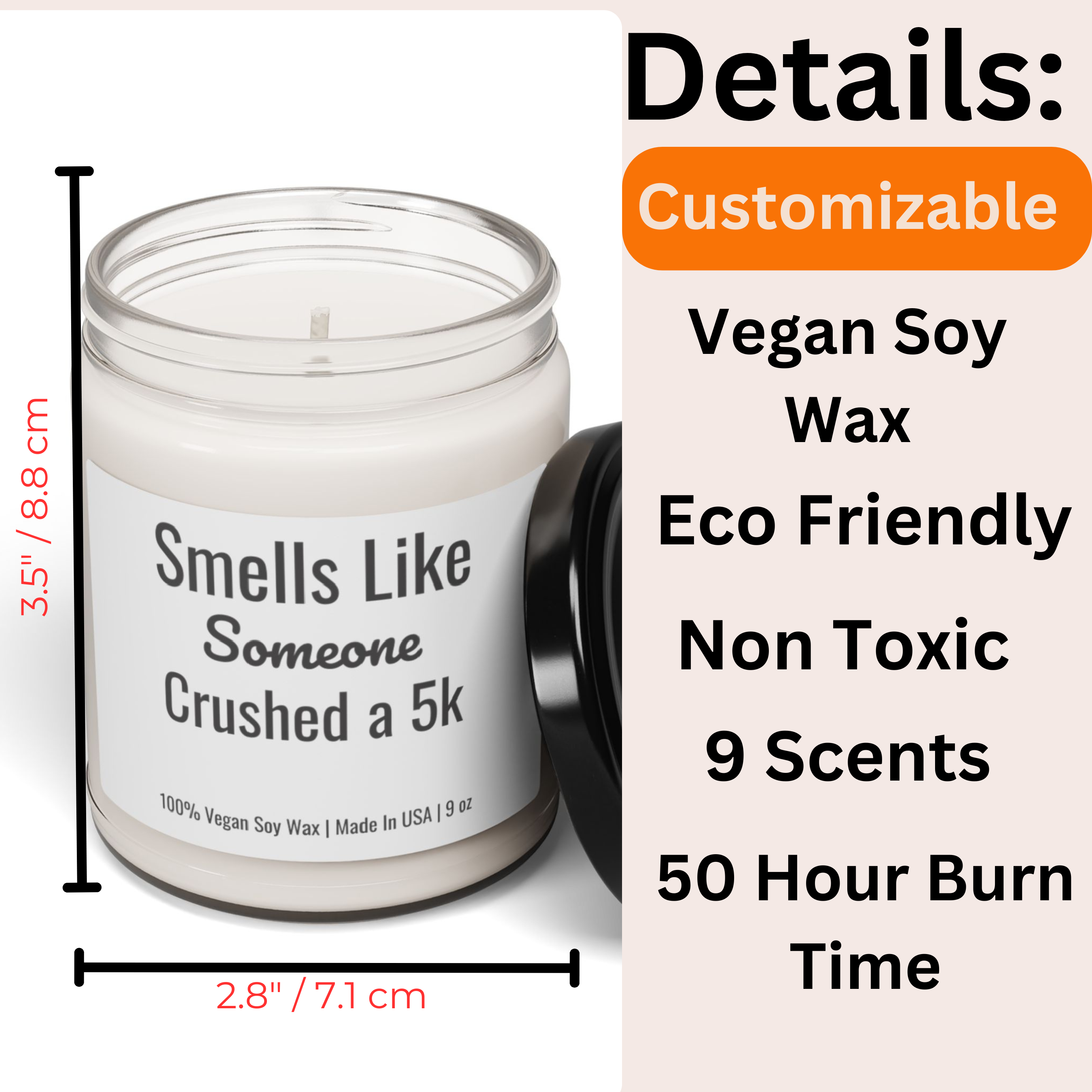 Smells Like Someone Crushed 26.2 Miles scented candle details