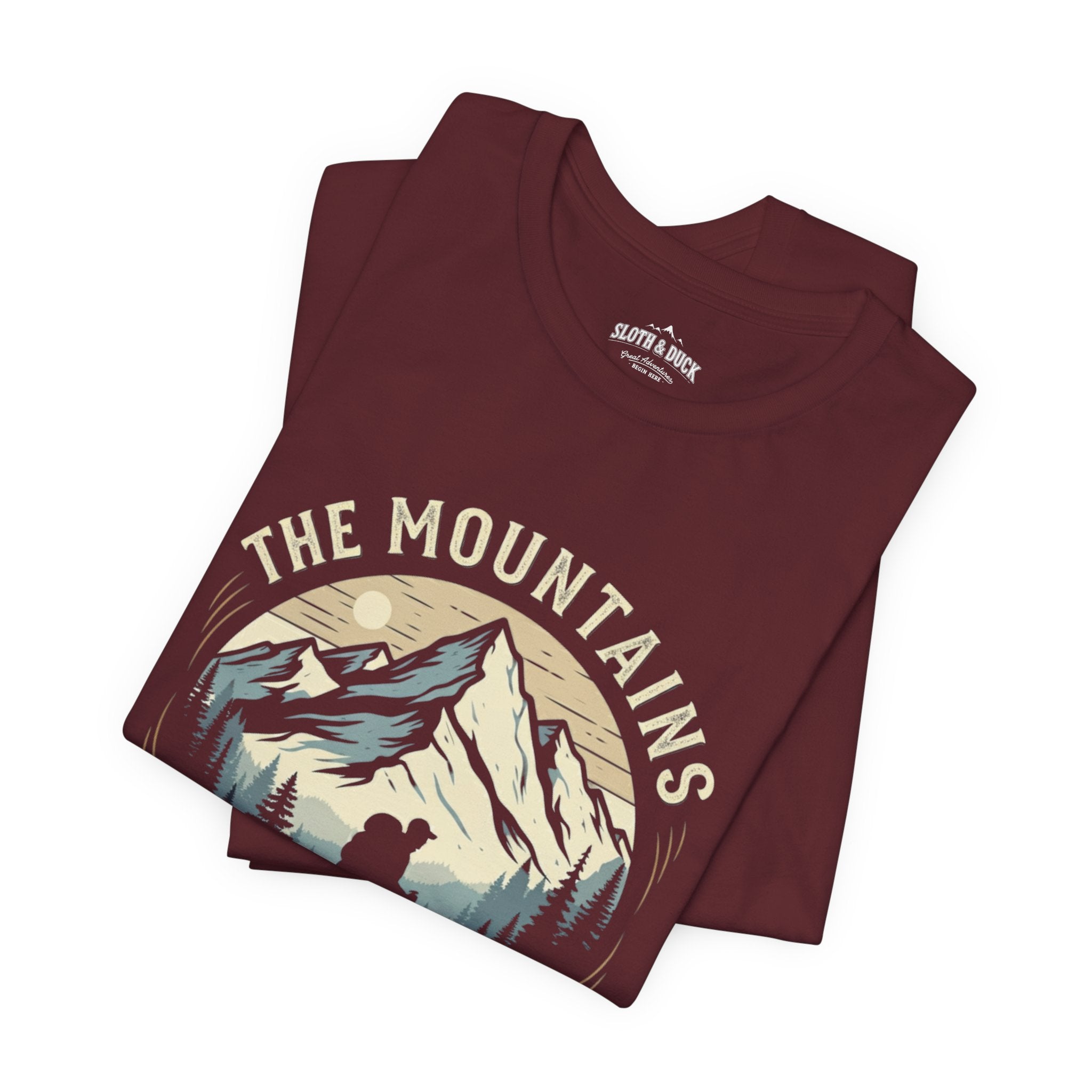 The mountains are calling maroon shirt