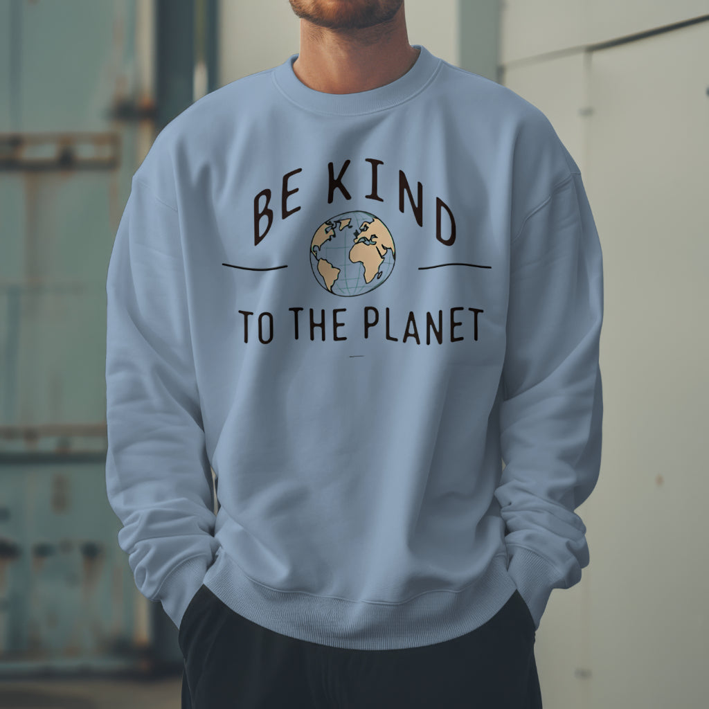 light blue be kind to the planet crewneck