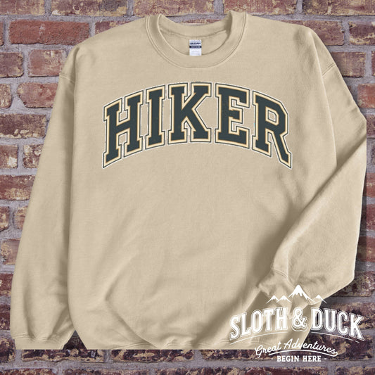 classic hiker text crewneck sweatshirt tan