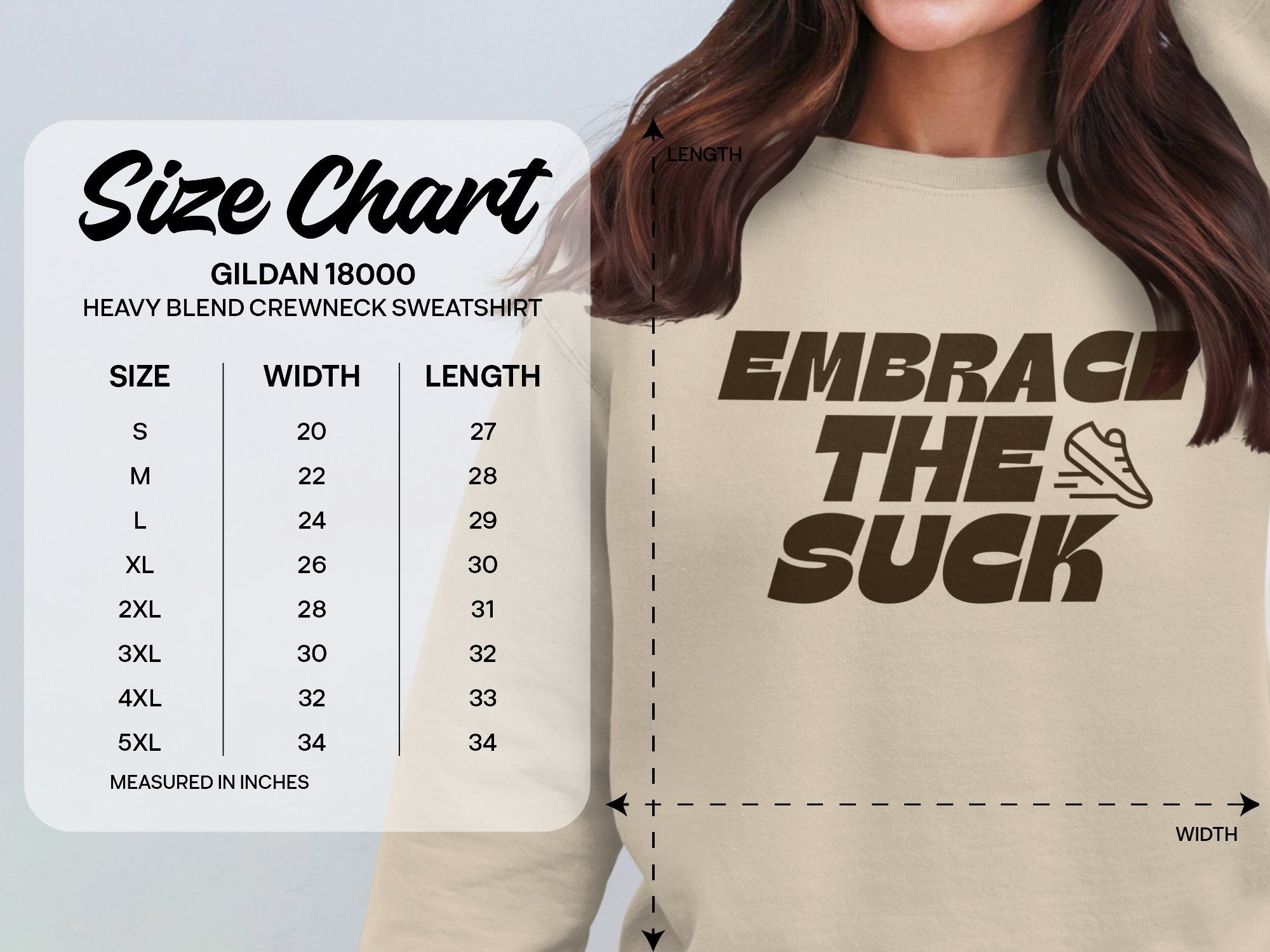 embrace the suck crewneck size chart