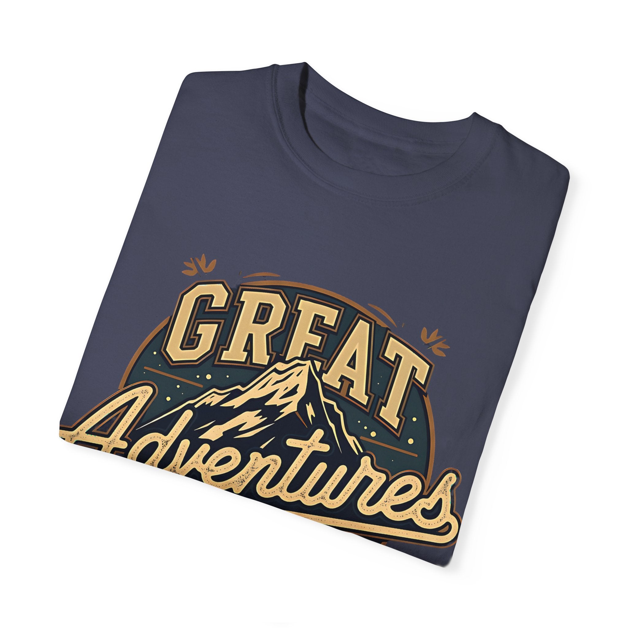 great adventures mountain graphic blue grey t shirt