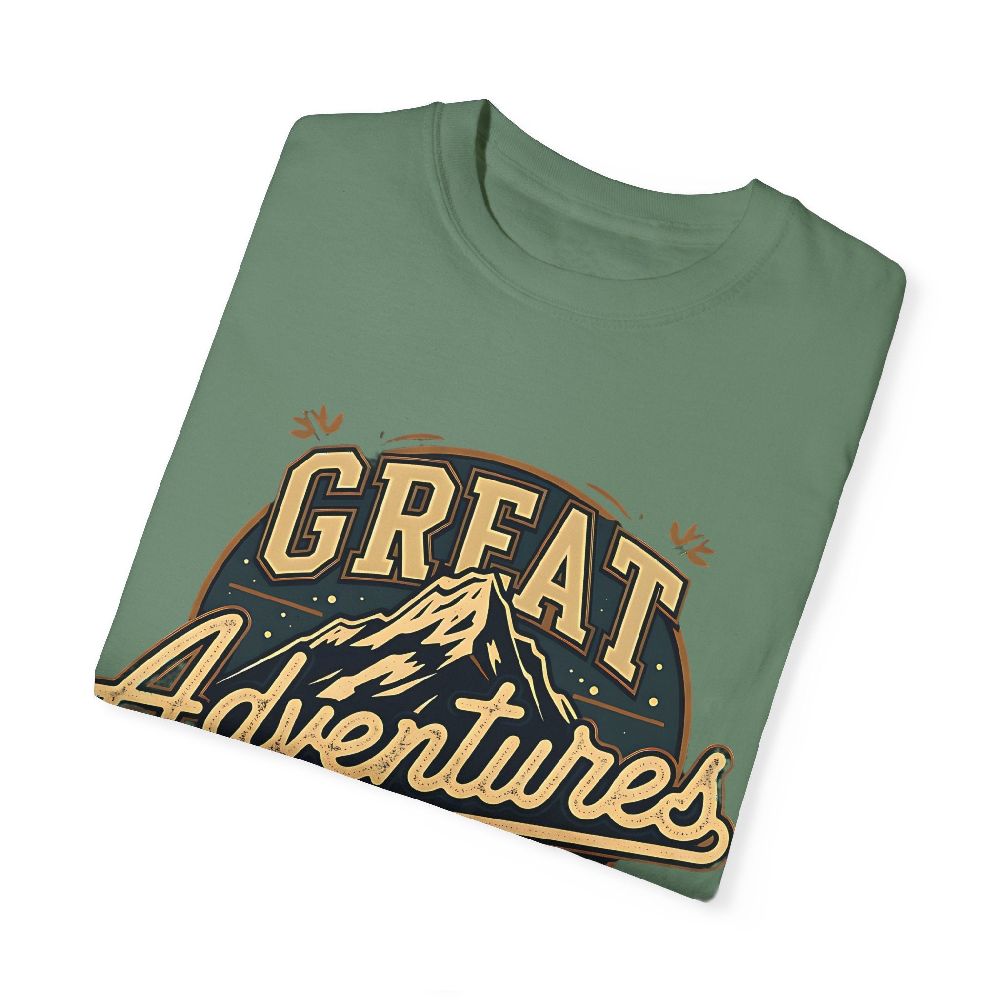 great adventures mountain graphic green t shirt