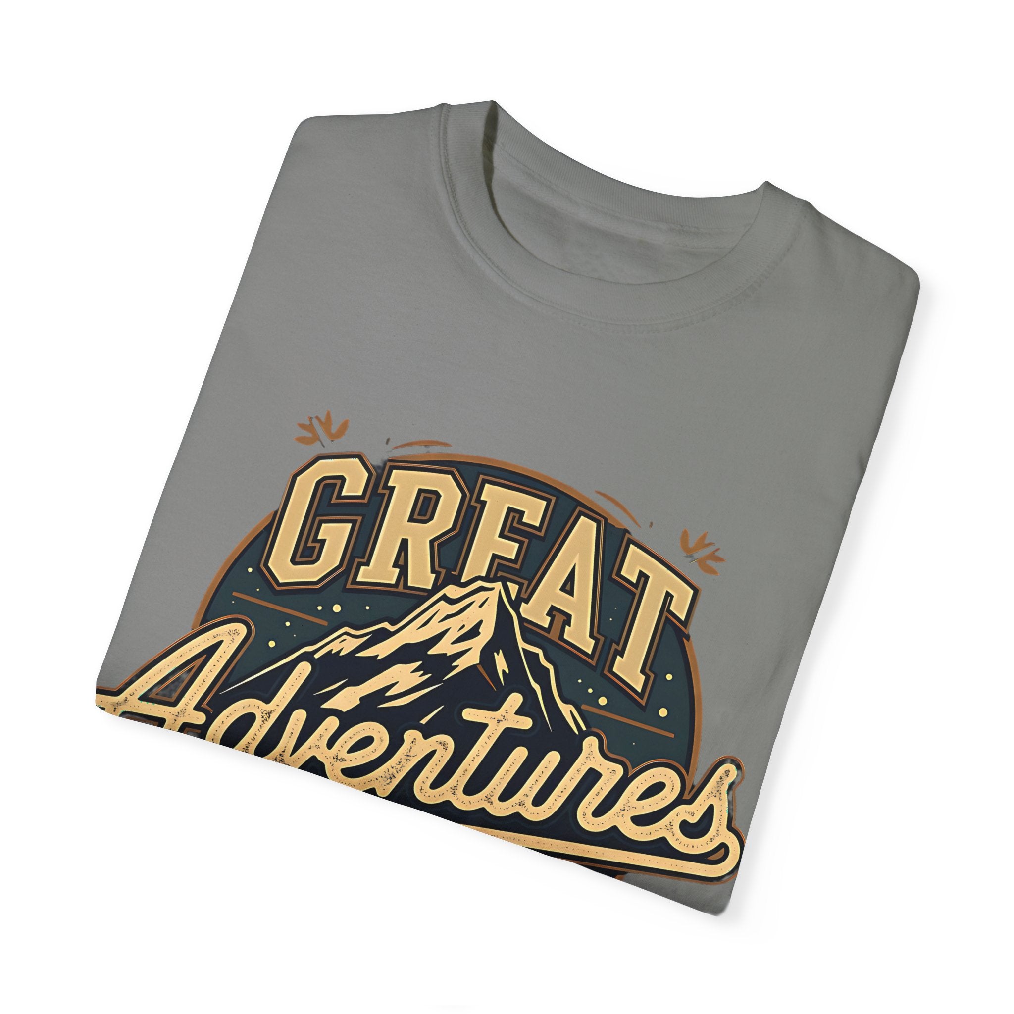 great adventures mountain graphic t shirt light grey