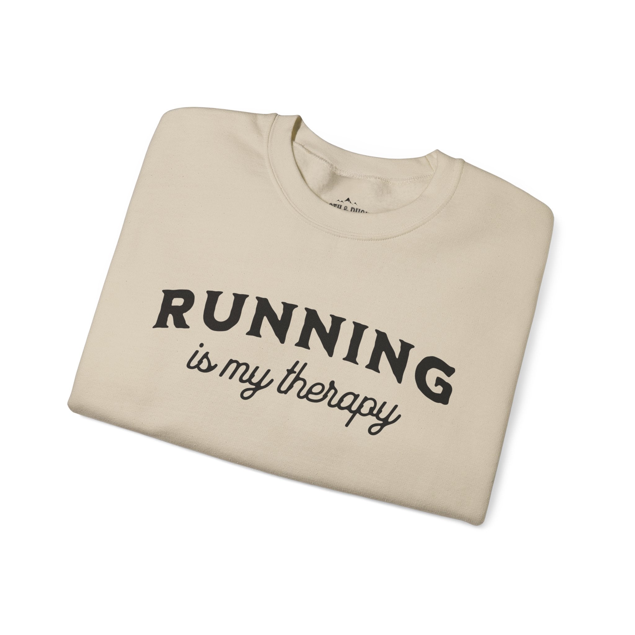 running is my therapy beige crewneck sweatshirt