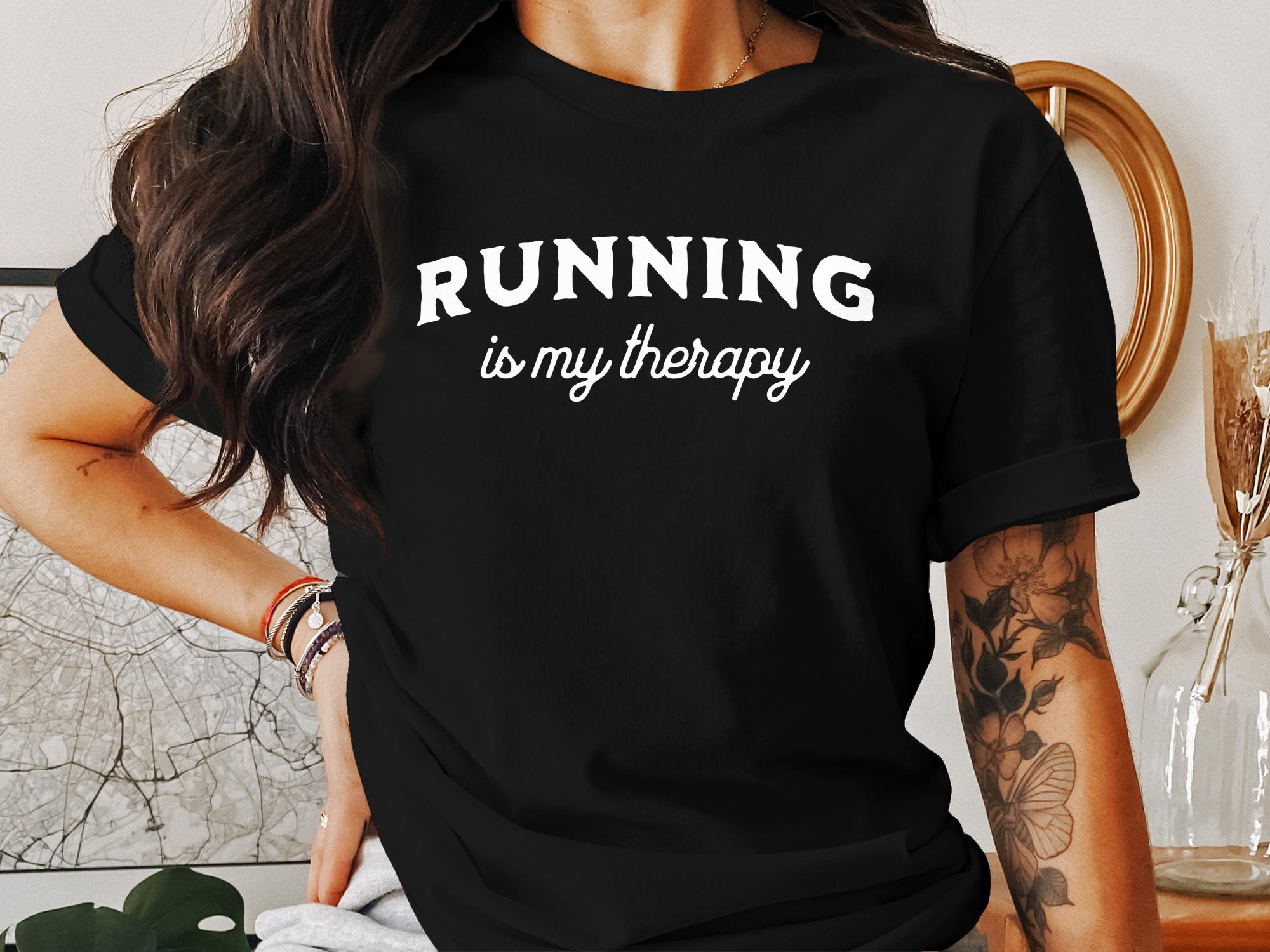 running is my therapy black short sleeve shirt