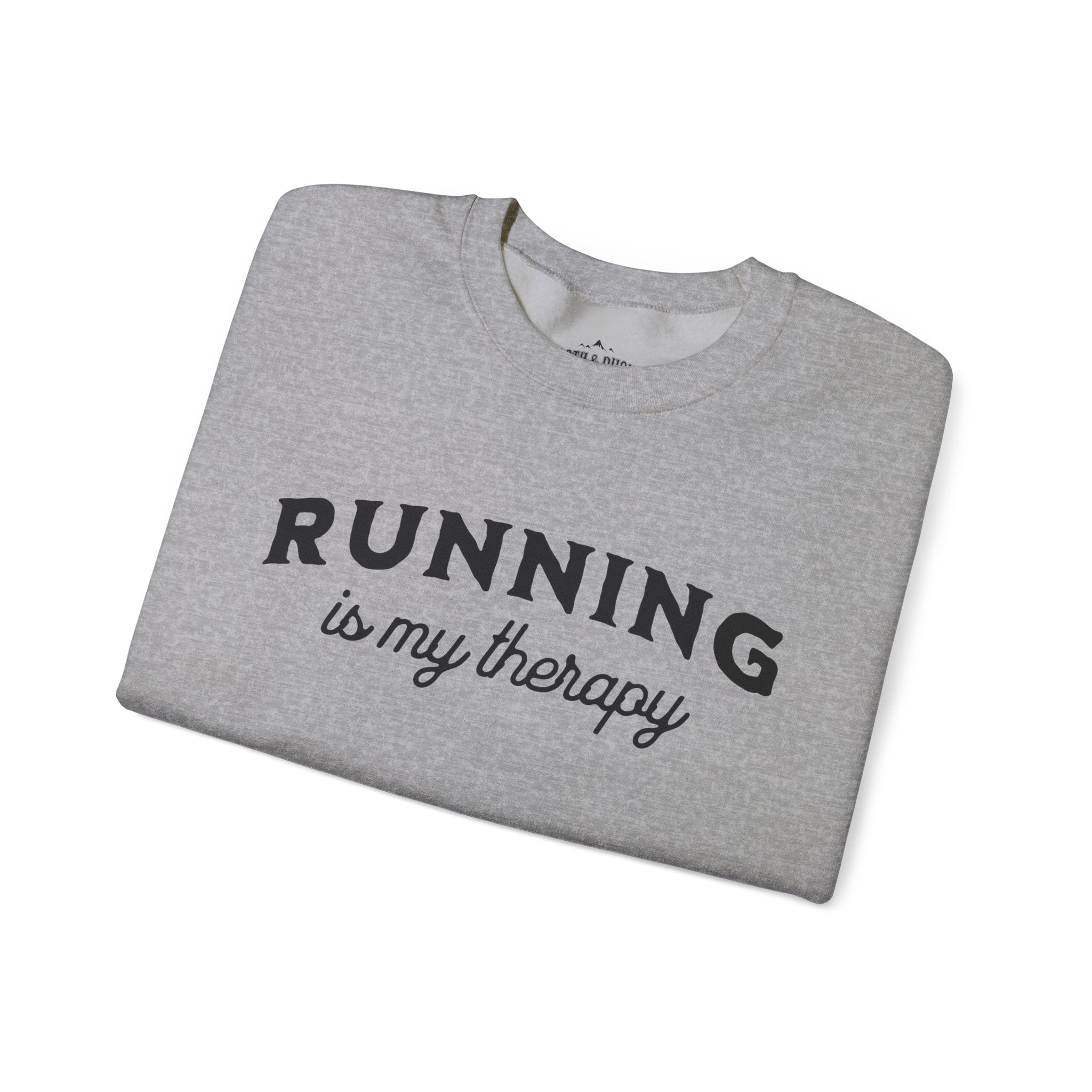 running is my therapy grey crewneck sweatshirt