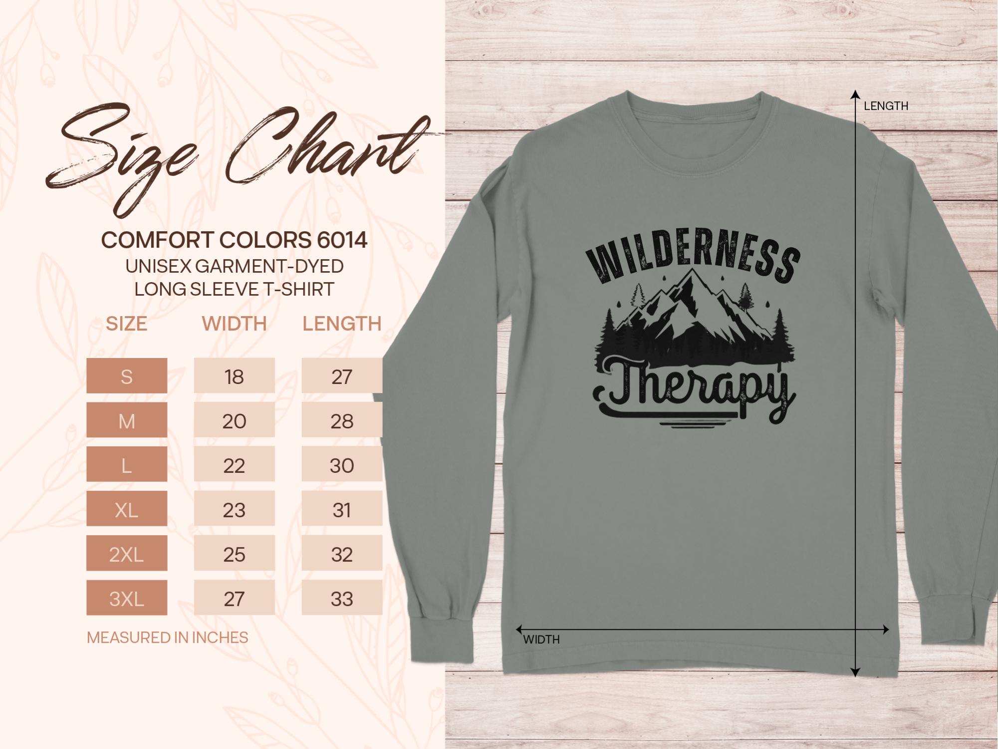 wilderness therapy long sleeve size chart