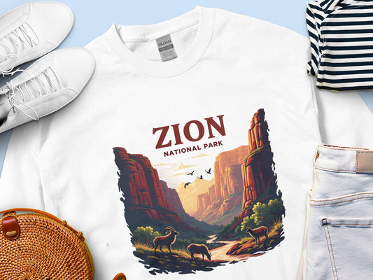 zion national park light white crewneck sweatshirt